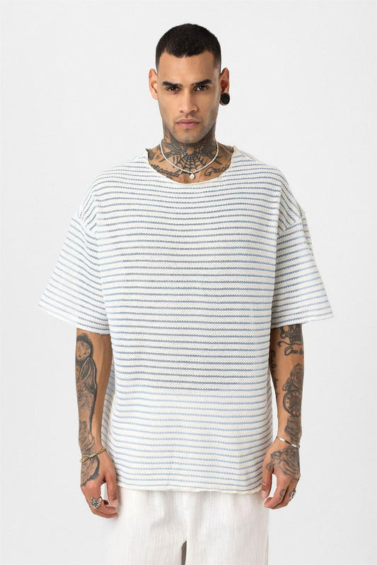 Çizgili Oversize Triko Tişört