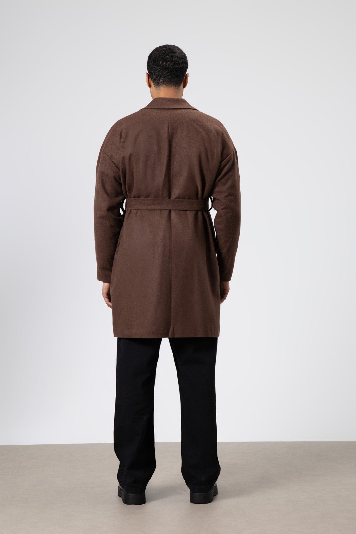 Kemerli Oversize Kaşe Kaban