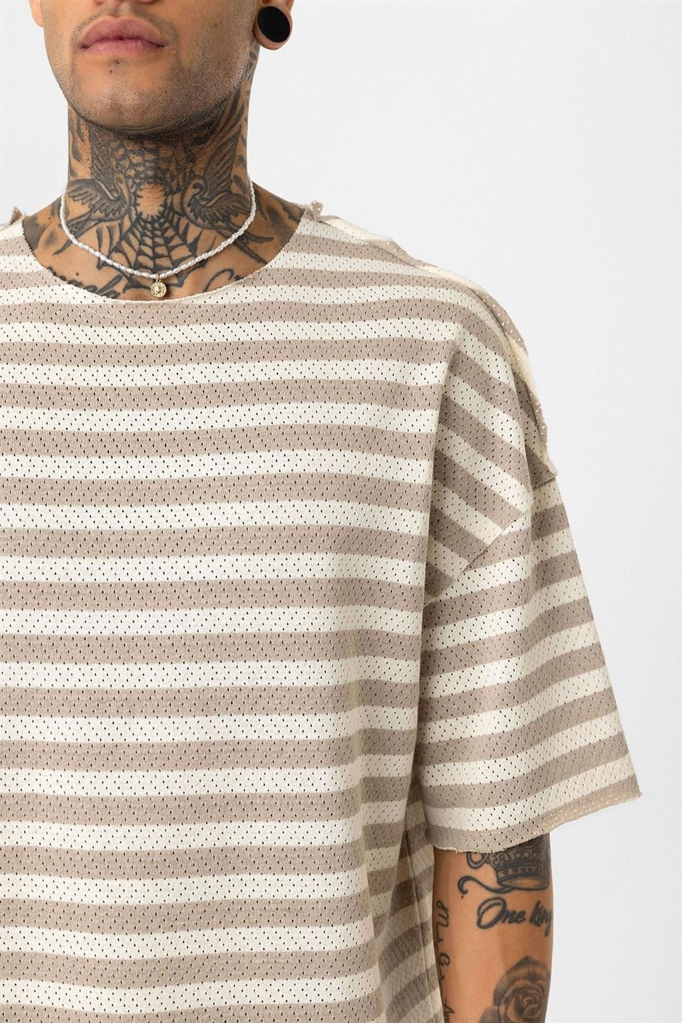 Çizgili Oversize Triko Tişört