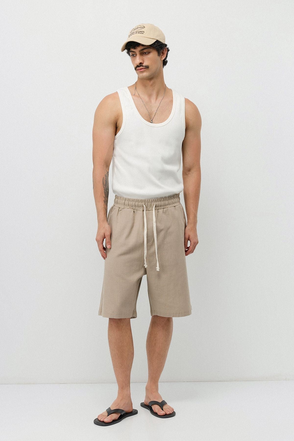 Basic Oversize Keten Şort