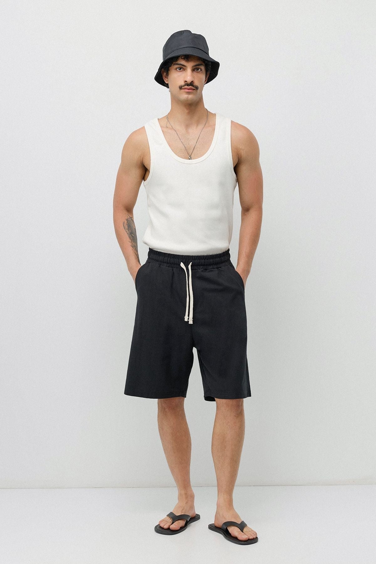 Basic Oversize Keten Şort