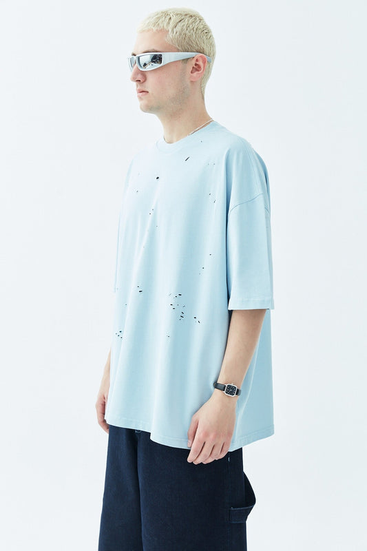 Yırtık Detaylı Oversize Tişört
