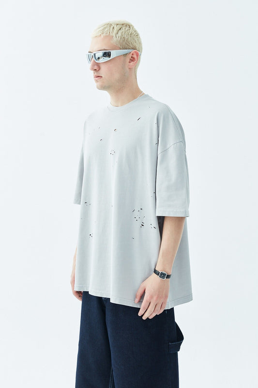 Yırtık Detaylı Oversize Tişört