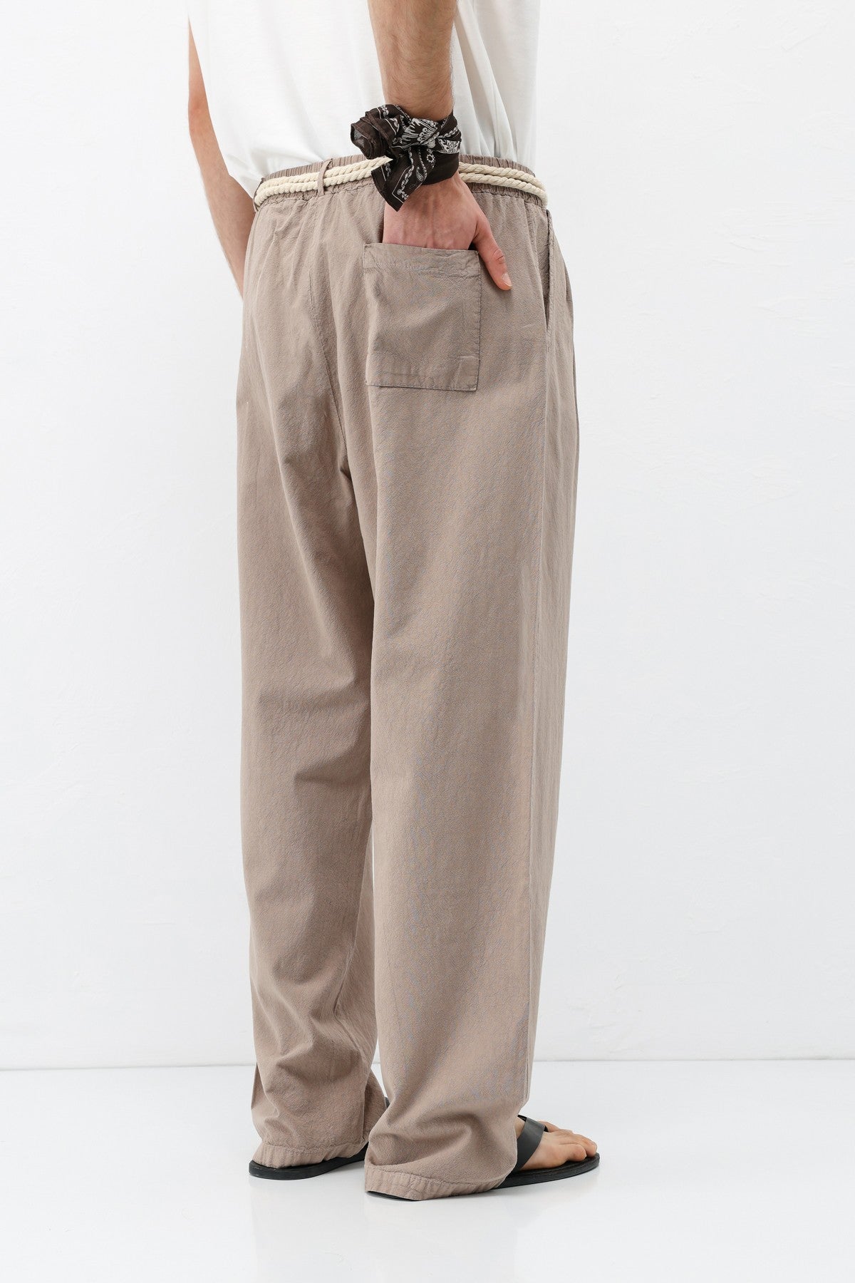 Kemer Detaylı Oversize Keten Pantolon