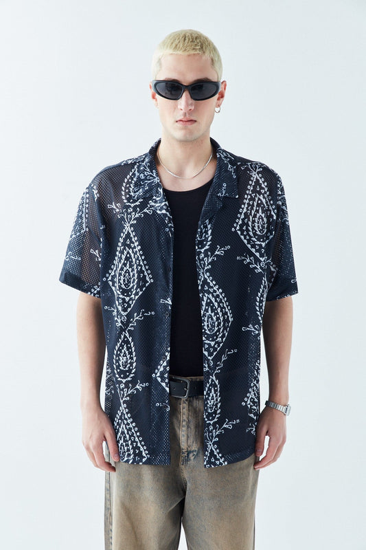 Desenli Fitilli Oversize Gömlek