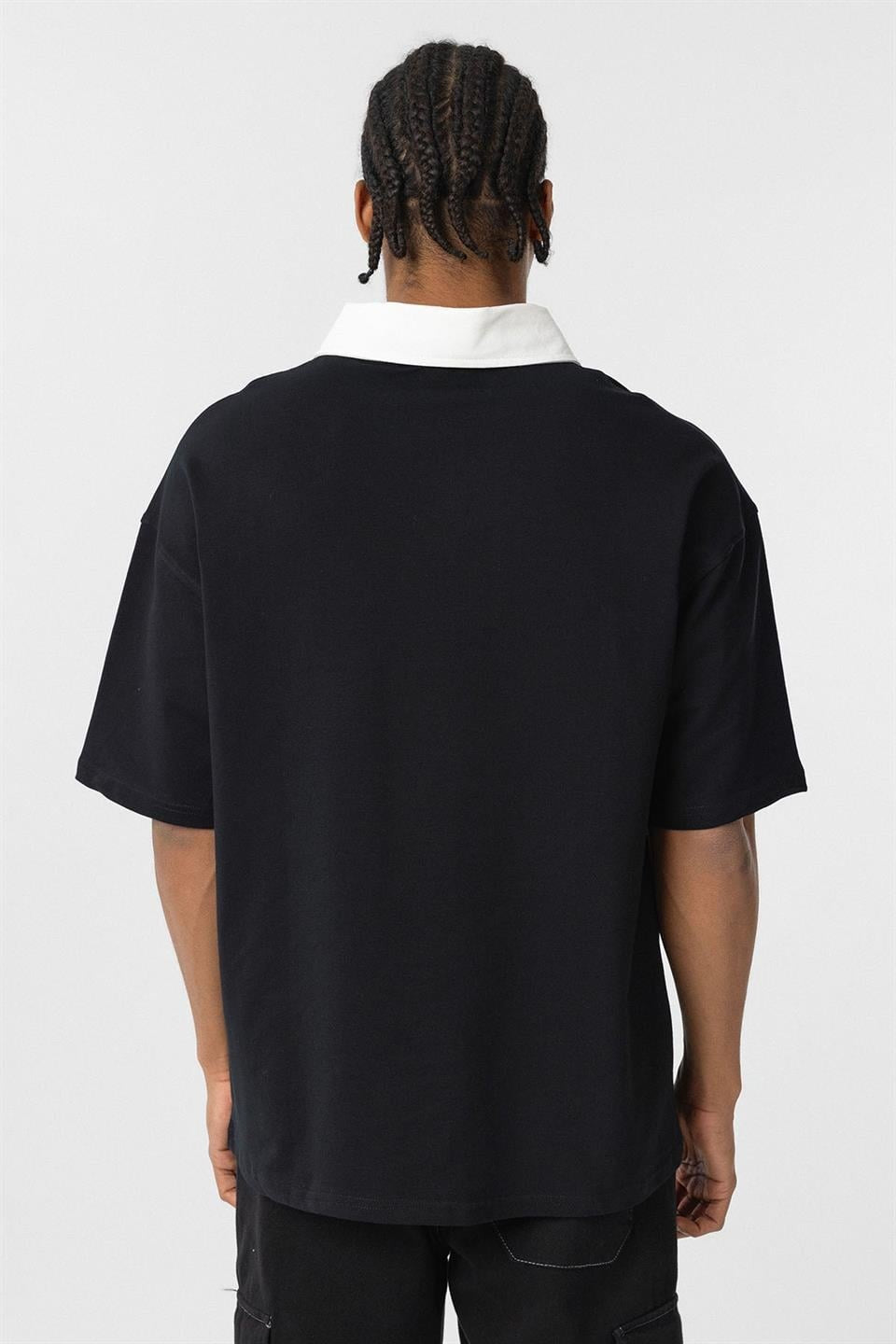 Polo Yaka Oversize Baskılı Tişört