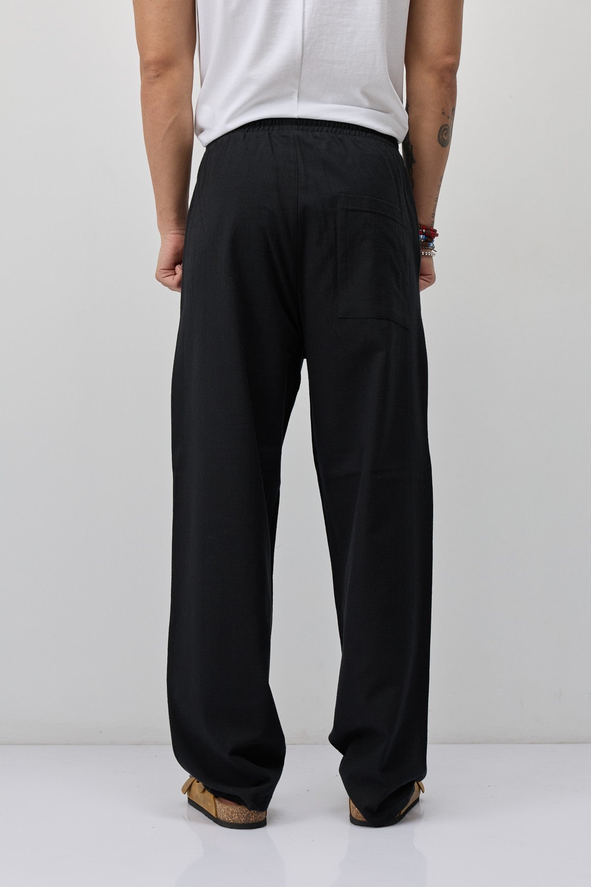 Bağcıklı Baggy Fit Keten Pantolon