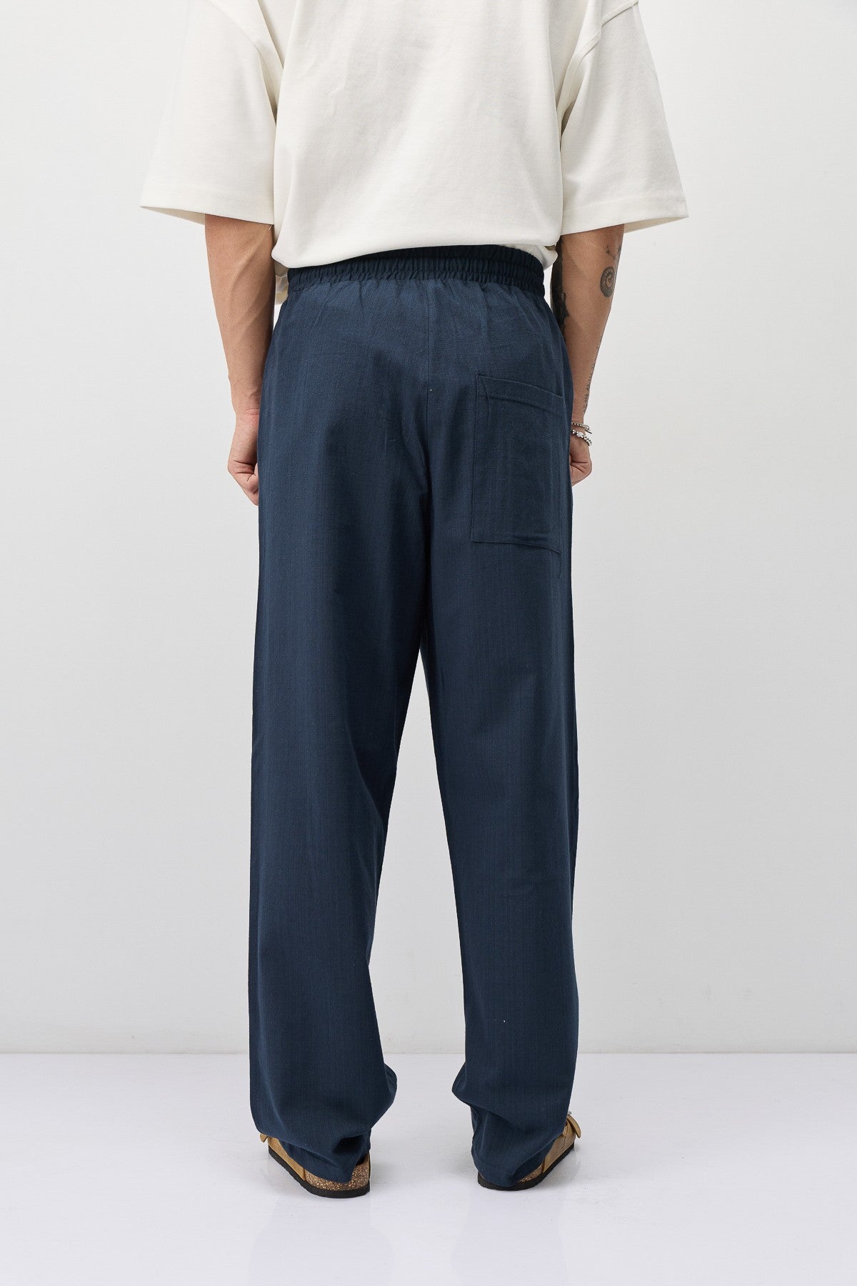 Bağcıklı Baggy Fit Keten Pantolon