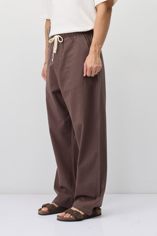 Bağcıklı Baggy Fit Keten Pantolon