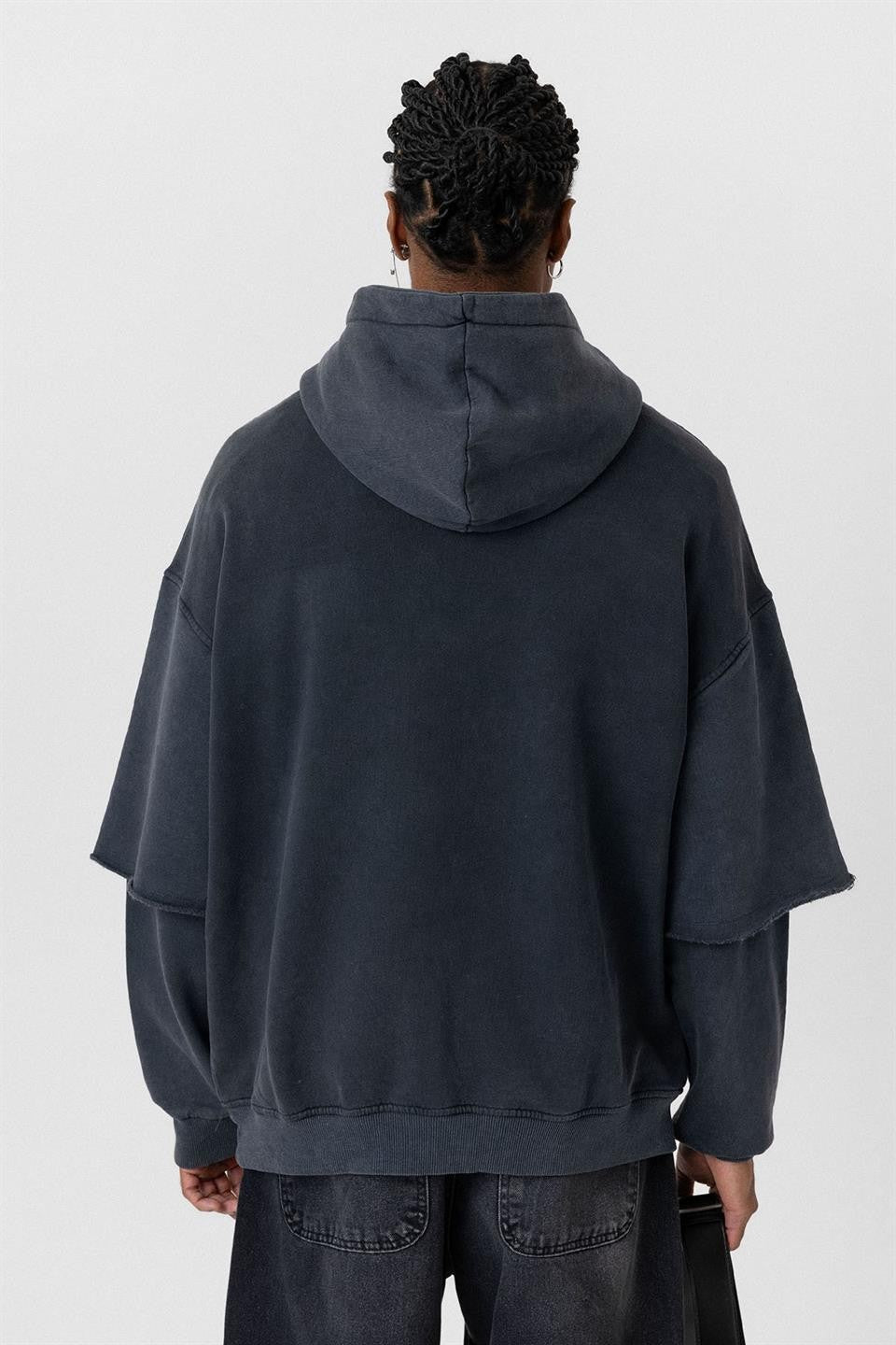 Oversize Baskılı Kol Detaylı Sweatshirt