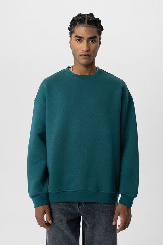 Basic Oversize Bisiklet Yaka Sweatshirt