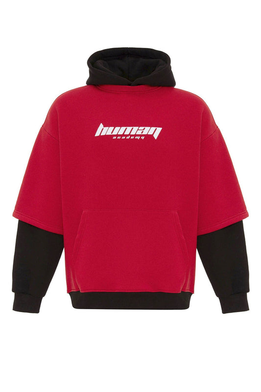 Baskılı Çift Kol Detaylı Oversize Sweatshirt