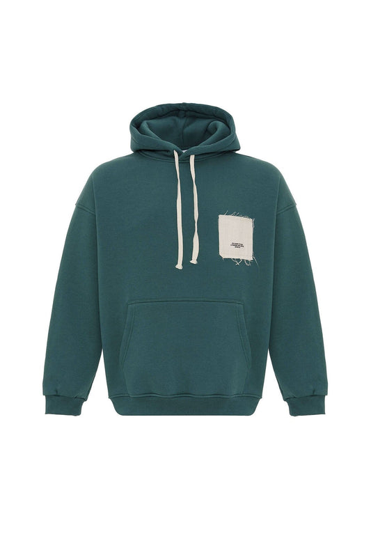 Etiket Detaylı Oversize Kapüşonlu Sweatshirt