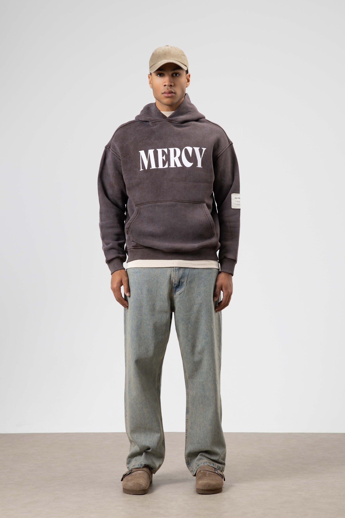 Kart Detaylı Yıkamalı Oversize Sweatshirt
