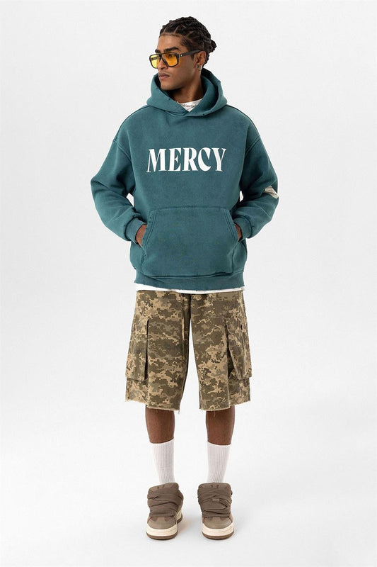 Kart Detaylı Yıkamalı Oversize Sweatshirt