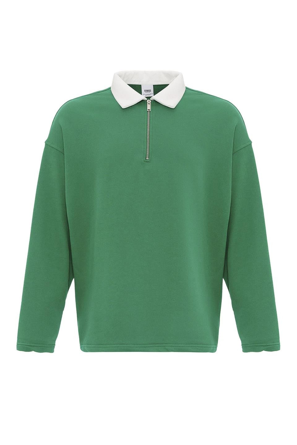 Basic Polo Yaka Fermuar Detaylı Sweatshirt