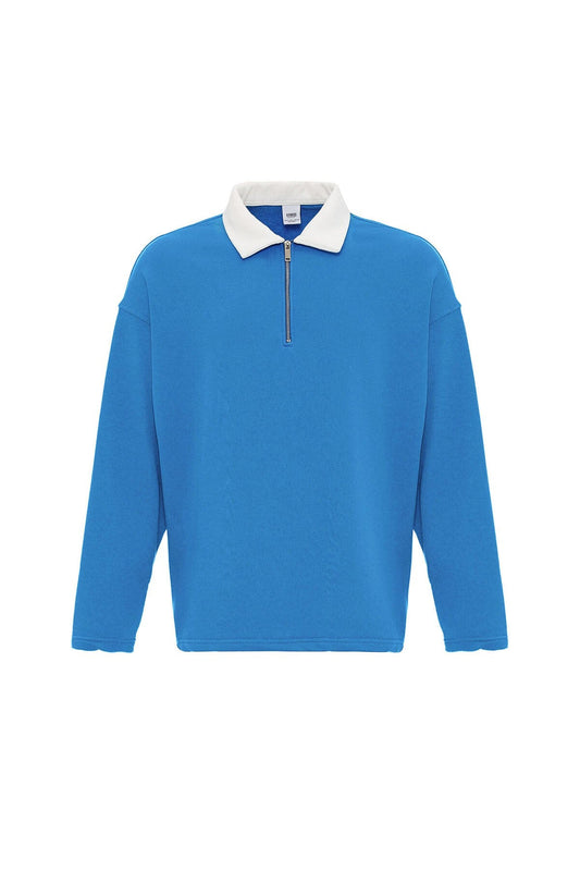Basic Polo Yaka Fermuar Detaylı Sweatshirt