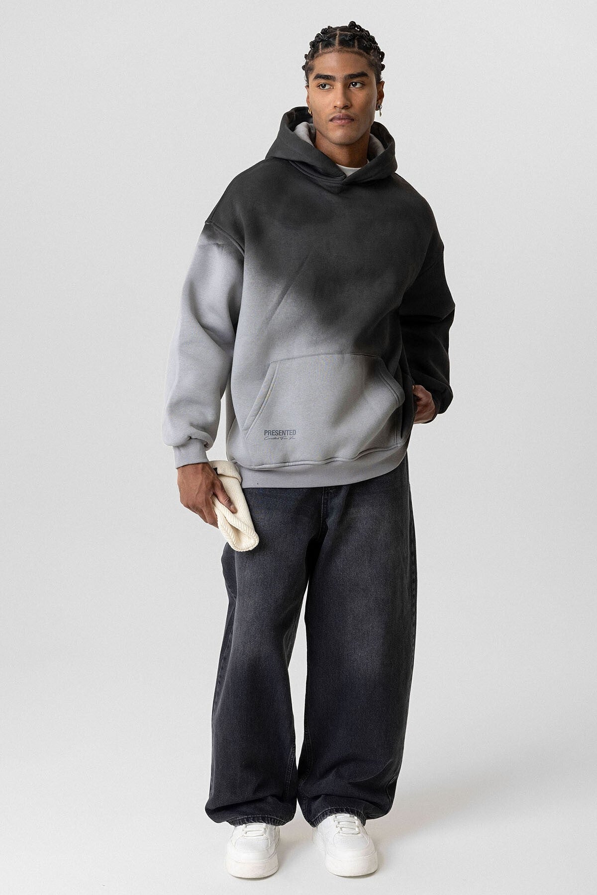 Renk Geçişli Oversize Kapüşonlu Sweatshirt