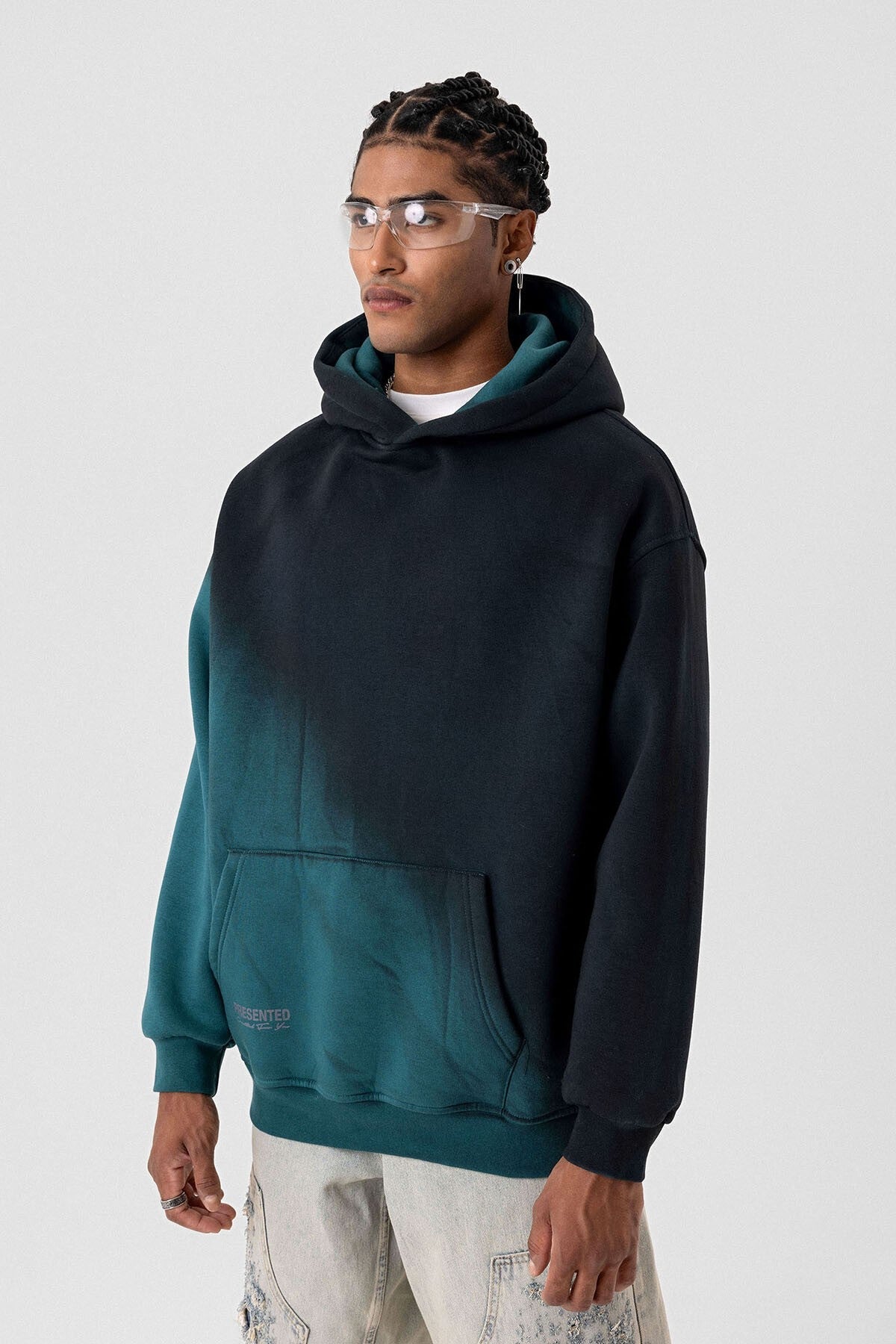 Renk Geçişli Oversize Kapüşonlu Sweatshirt