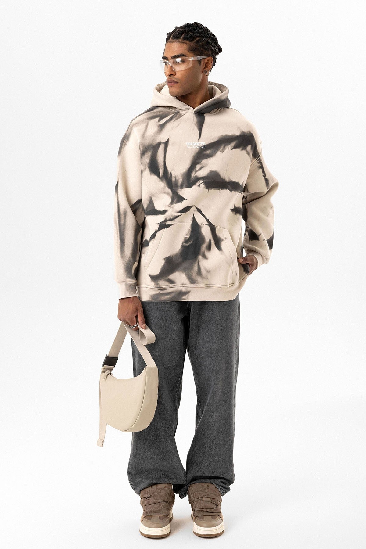 Renk Detaylı Kapüşonlu Oversize Sweatshirt