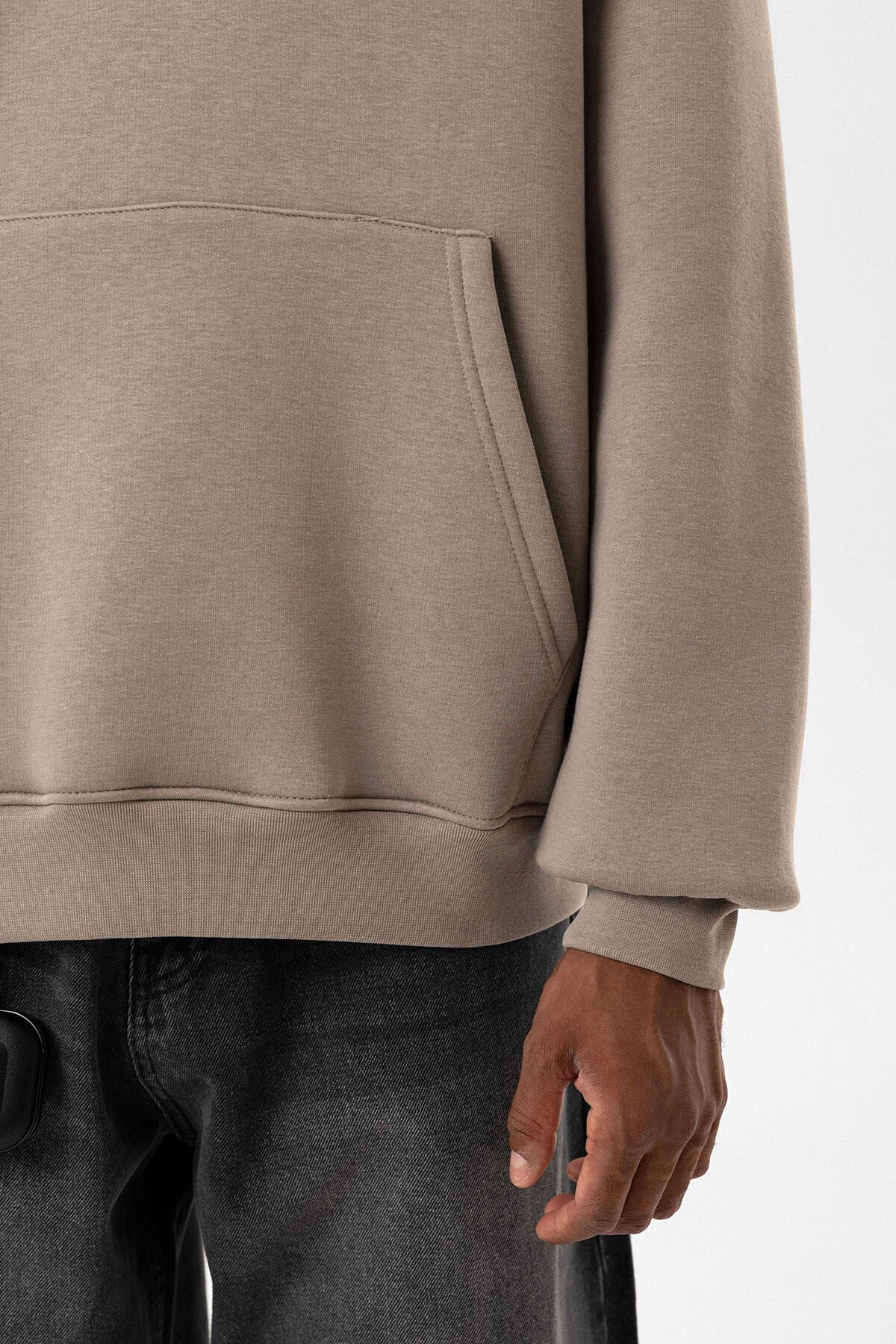 Basic Oversize Fermuar Detaylı Kapüşonlu Sweatshirt
