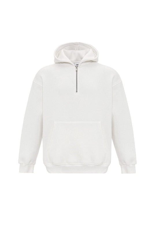 Basic Oversize Fermuar Detaylı Kapüşonlu Sweatshirt