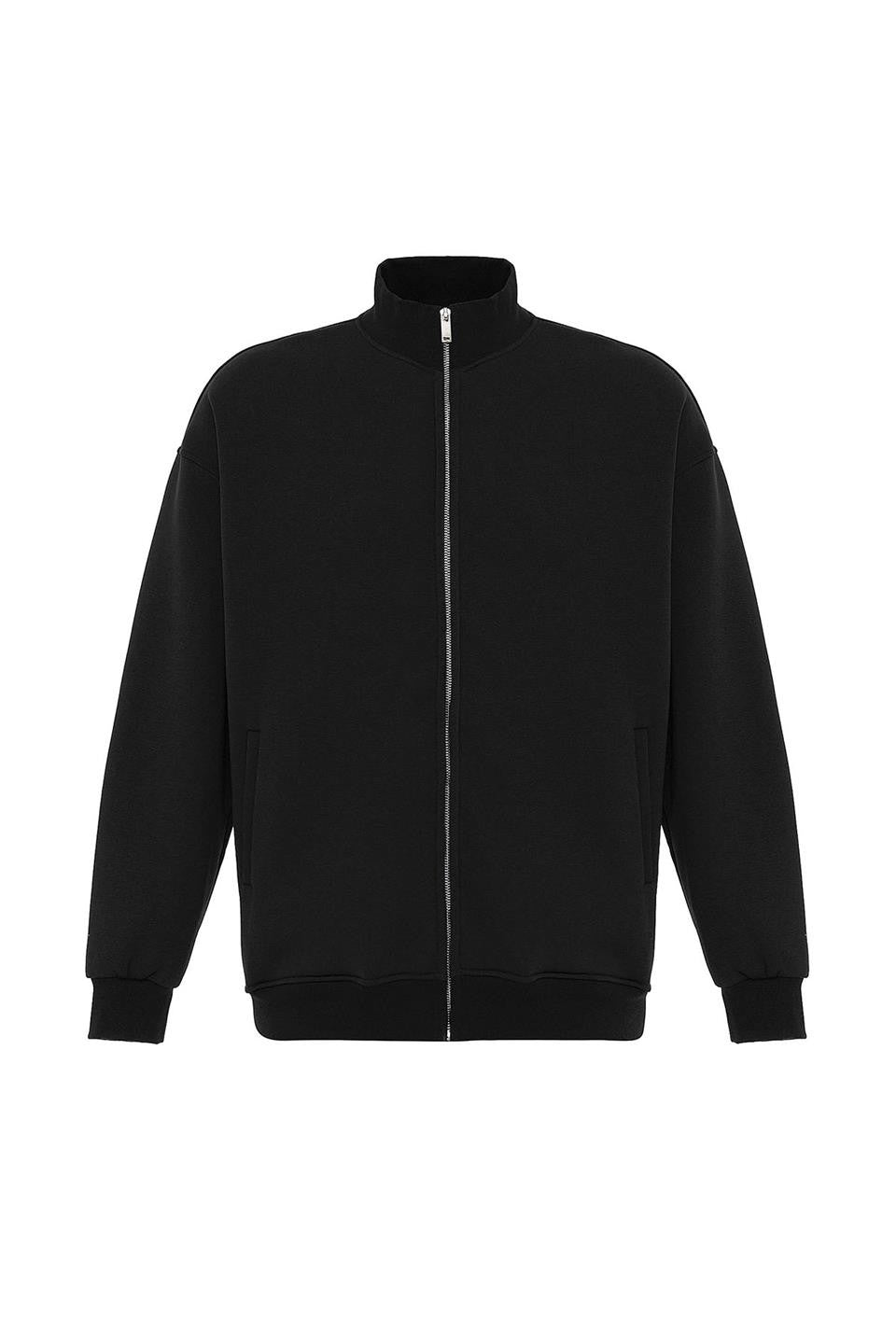 Basic Fermuarlı Oversize Sweatshirt