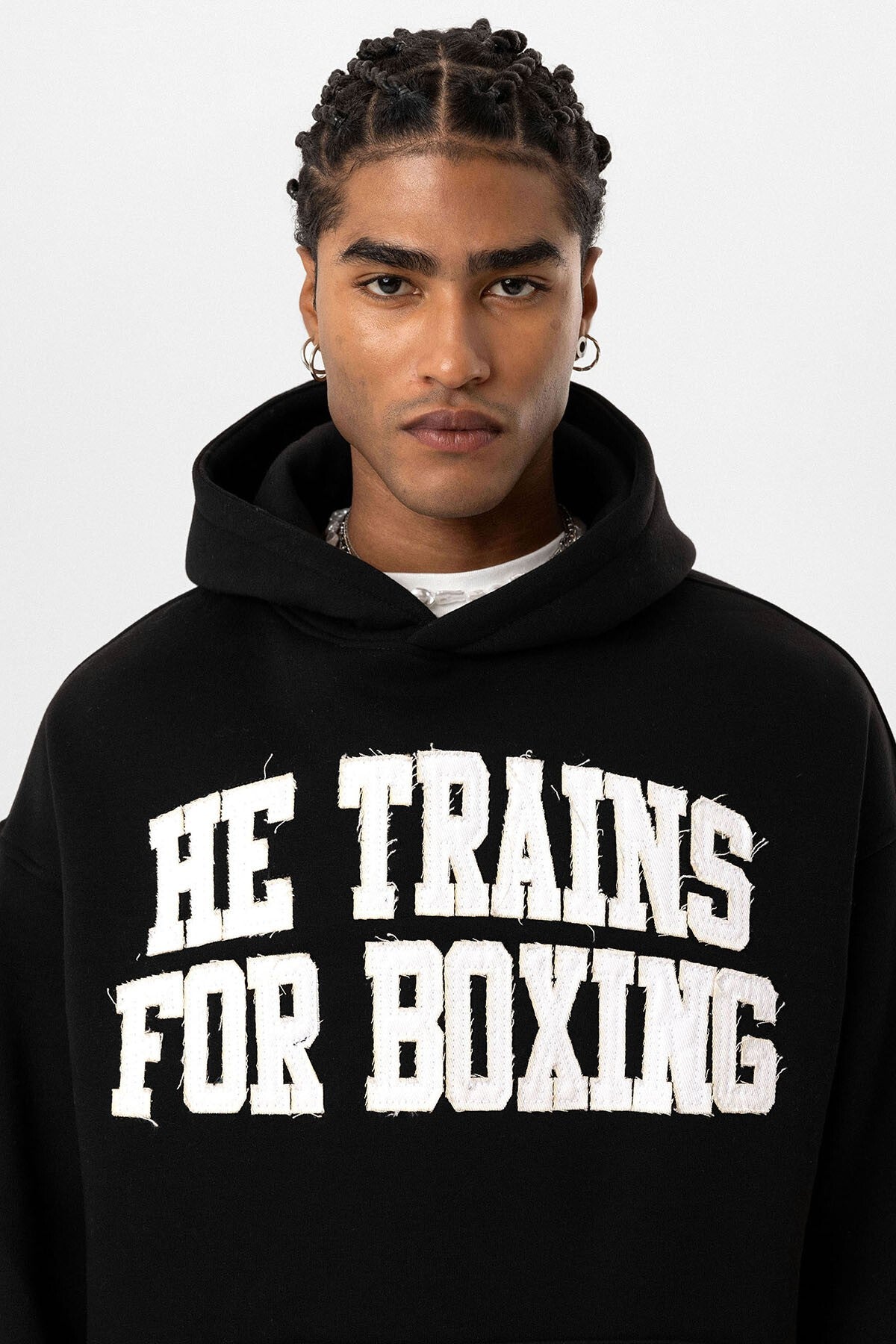 Yazı Baskılı Oversize Kapüşonlu Sweatshirt
