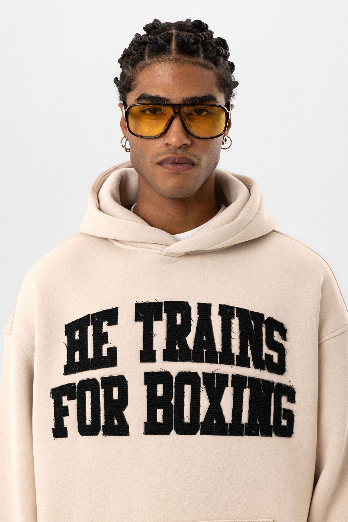 Yazı Baskılı Oversize Kapüşonlu Sweatshirt