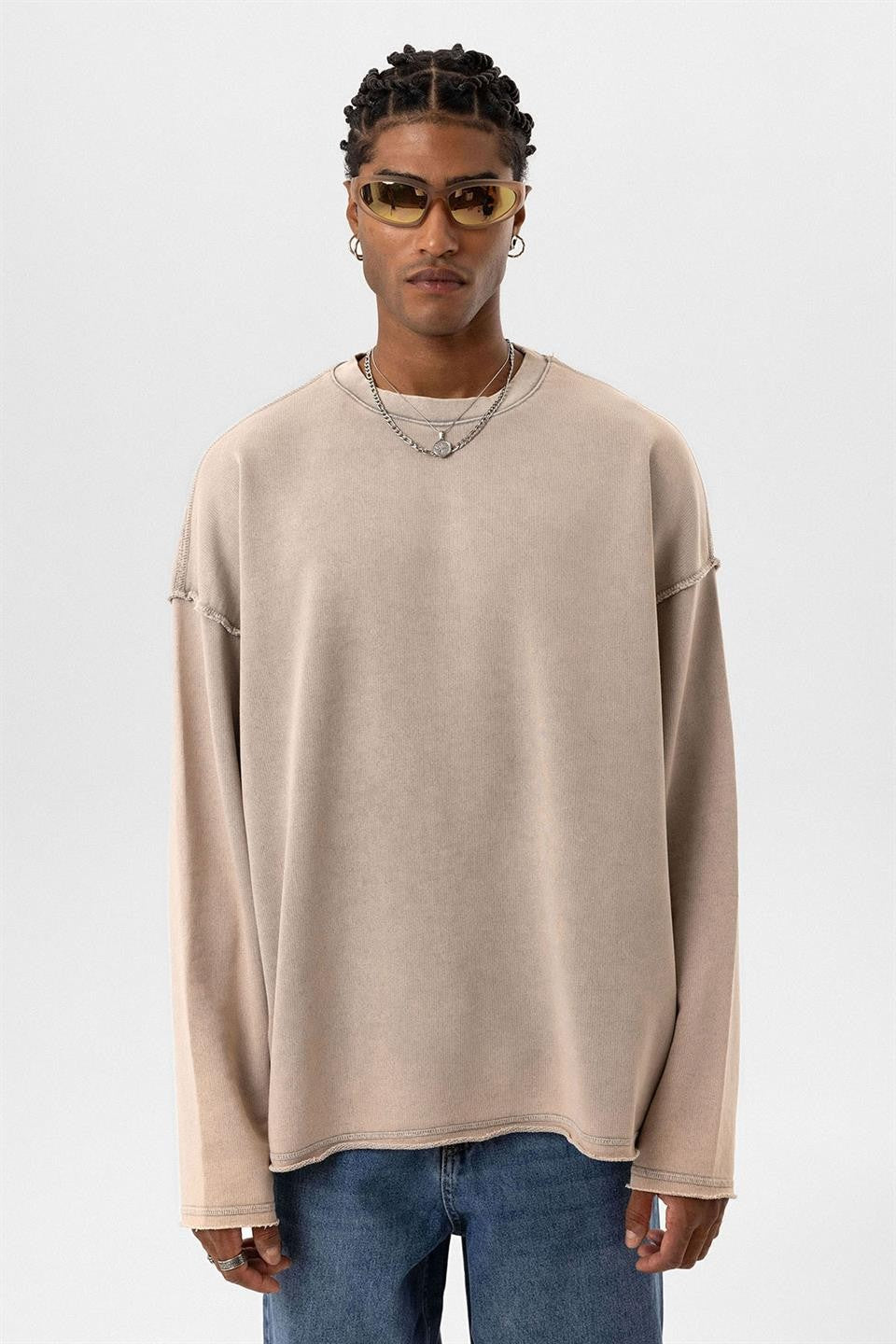 Yıkamalı Sırt Detaylı Oversize Sweatshirt
