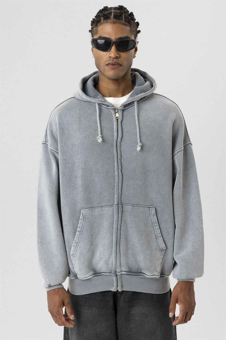 Premıum Yıkamalı Fermuarlı Oversize Sweatshirt