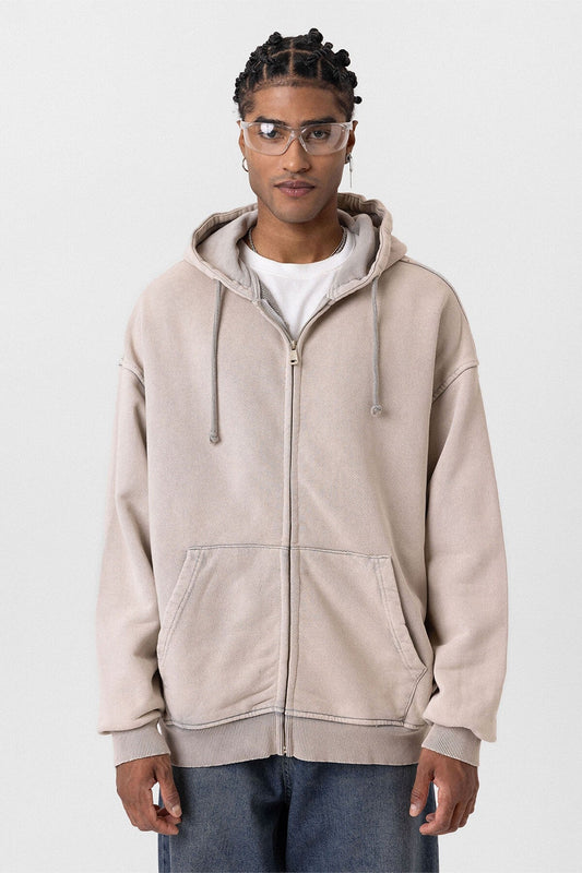 Premıum Yıkamalı Fermuarlı Oversize Sweatshirt