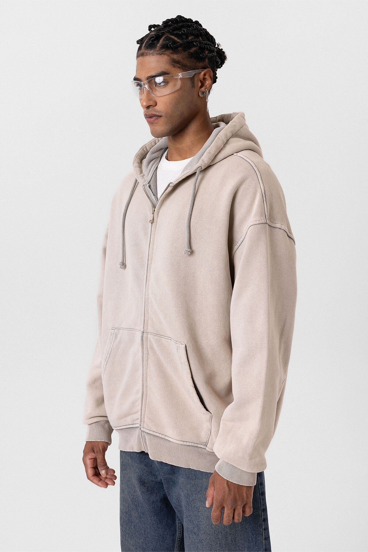 Premıum Yıkamalı Fermuarlı Oversize Sweatshirt