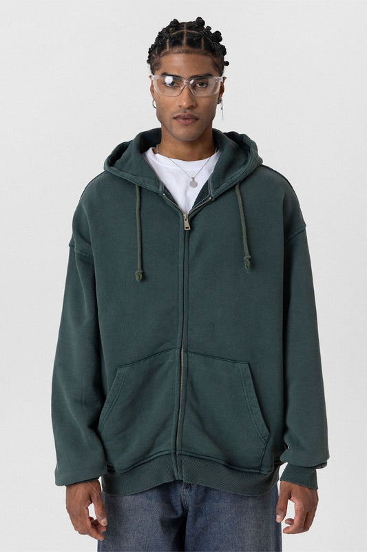 Premıum Yıkamalı Fermuarlı Oversize Sweatshirt