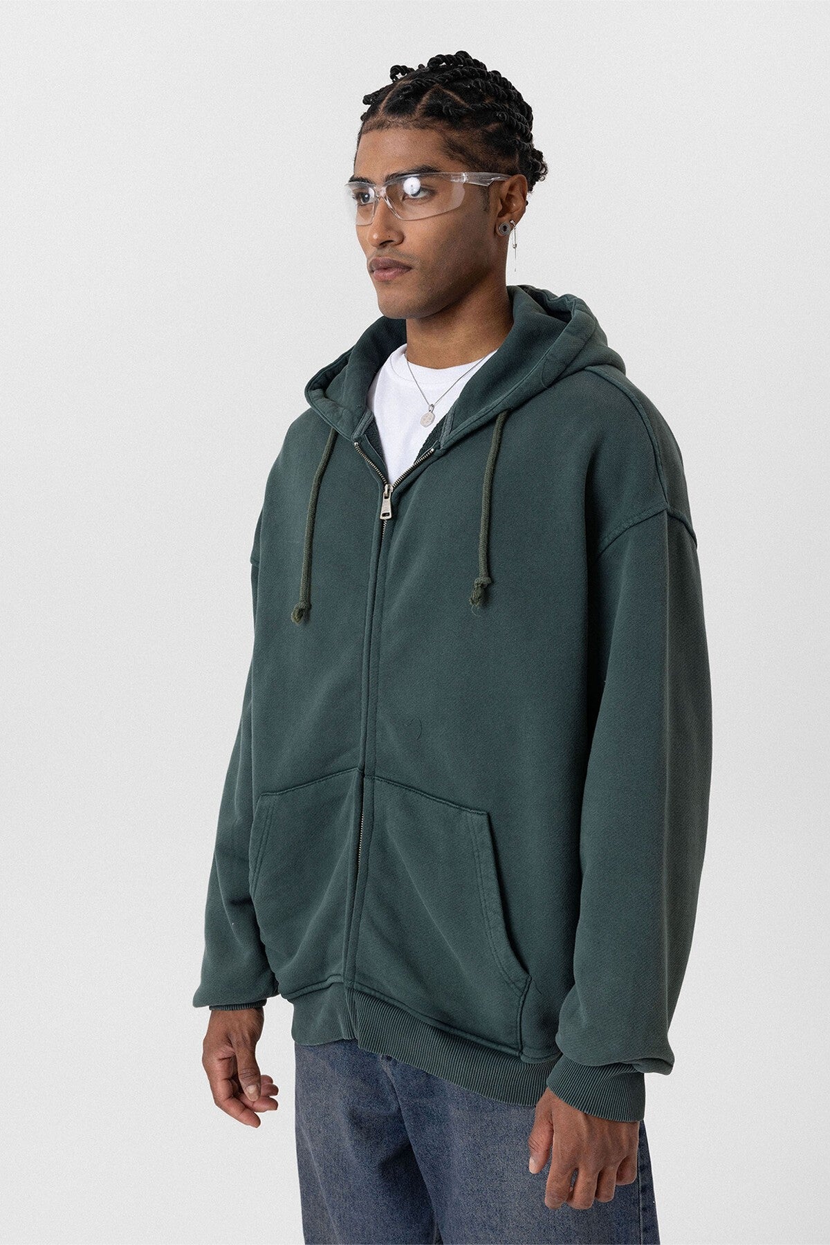Premıum Yıkamalı Fermuarlı Oversize Sweatshirt