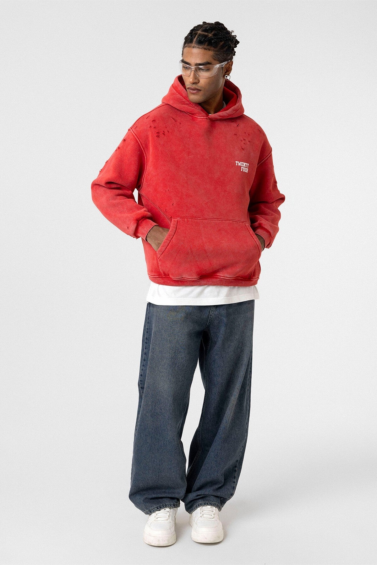 Yıkamalı Yazı Detaylı Oversize Sweatshirt