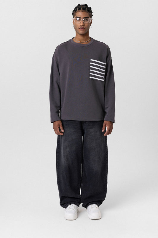 Cep Detaylı Oversize Sweatshirt
