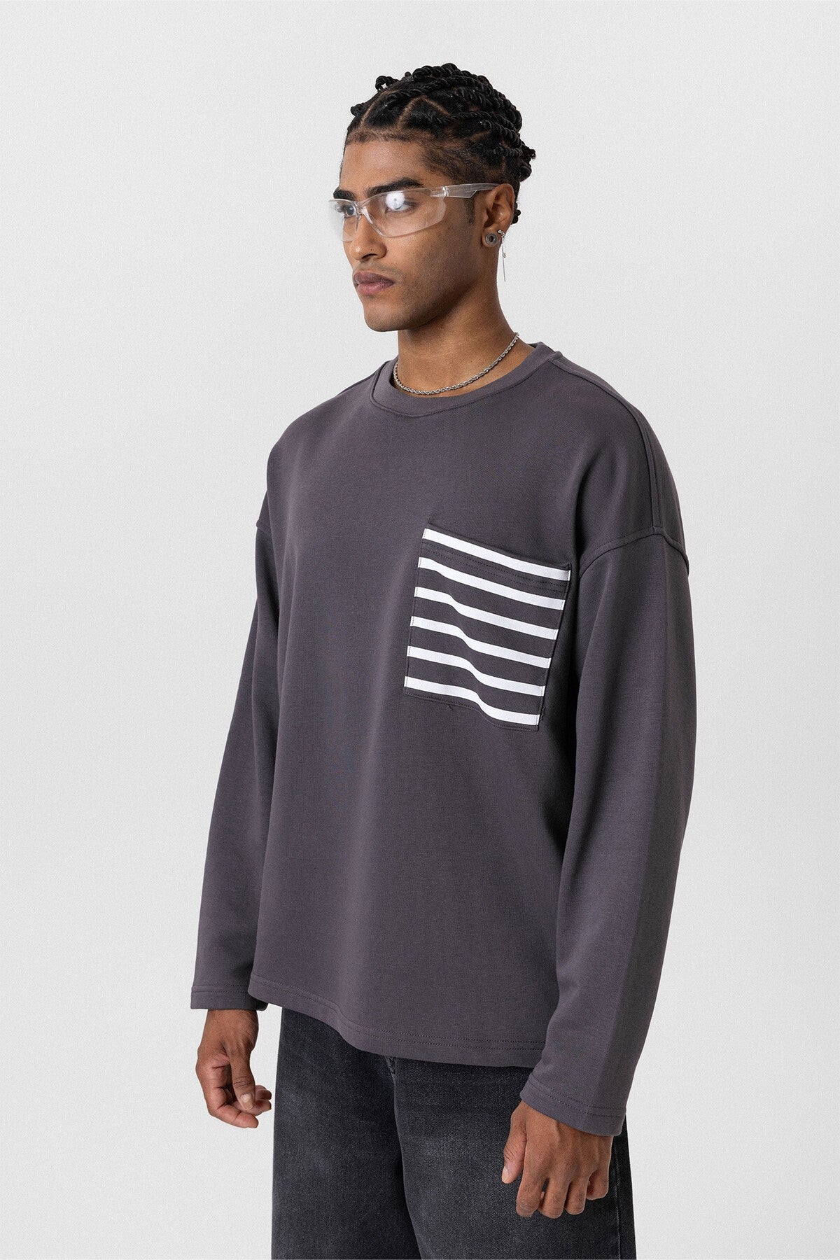 Cep Detaylı Oversize Sweatshirt
