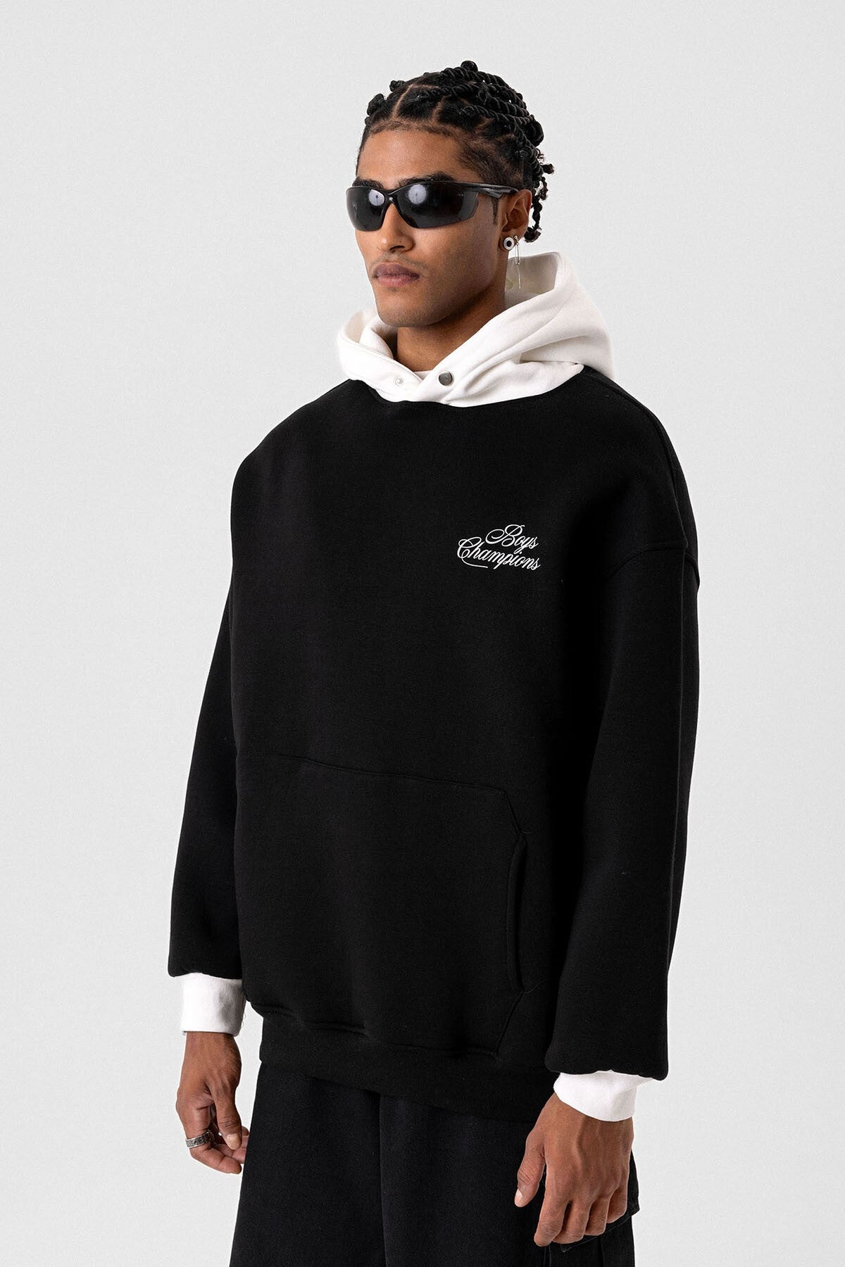 Yazı Detaylı Oversize Kapüşonlu Sweatshirt