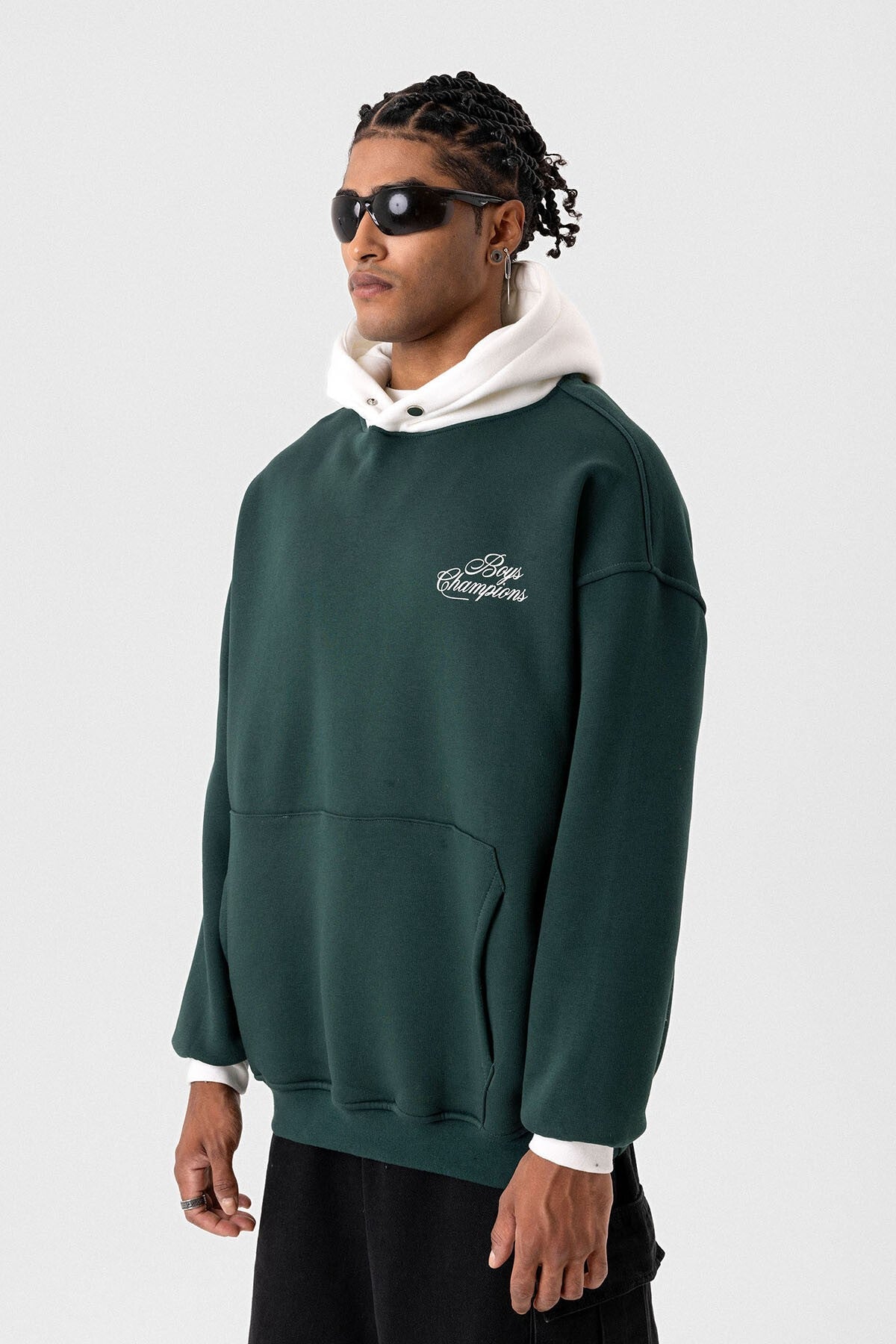 Yazı Detaylı Oversize Kapüşonlu Sweatshirt