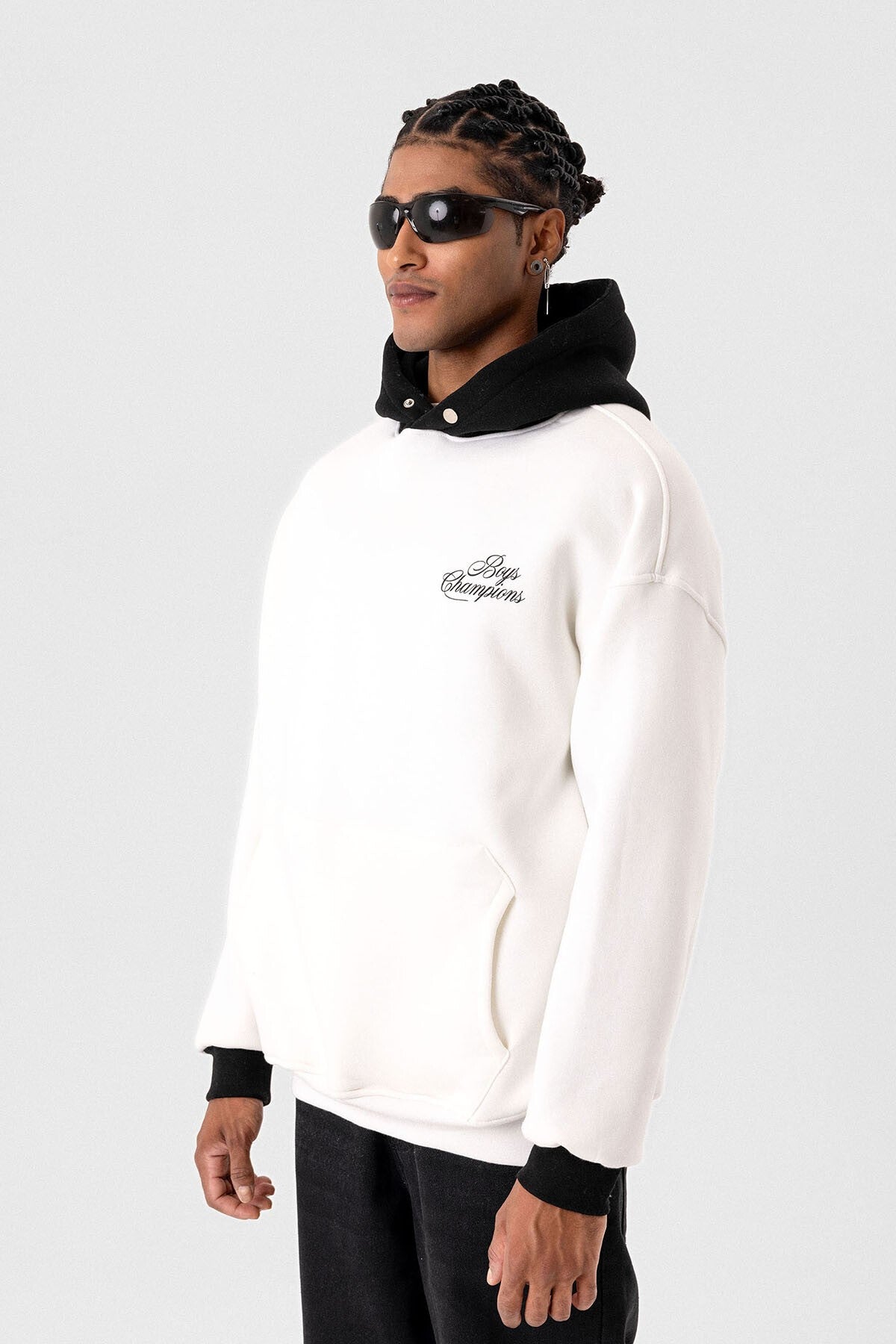 Yazı Detaylı Oversize Kapüşonlu Sweatshirt