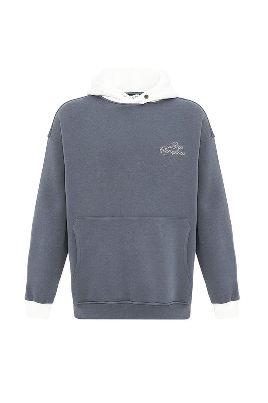 Yazı Detaylı Oversize Kapüşonlu Sweatshirt