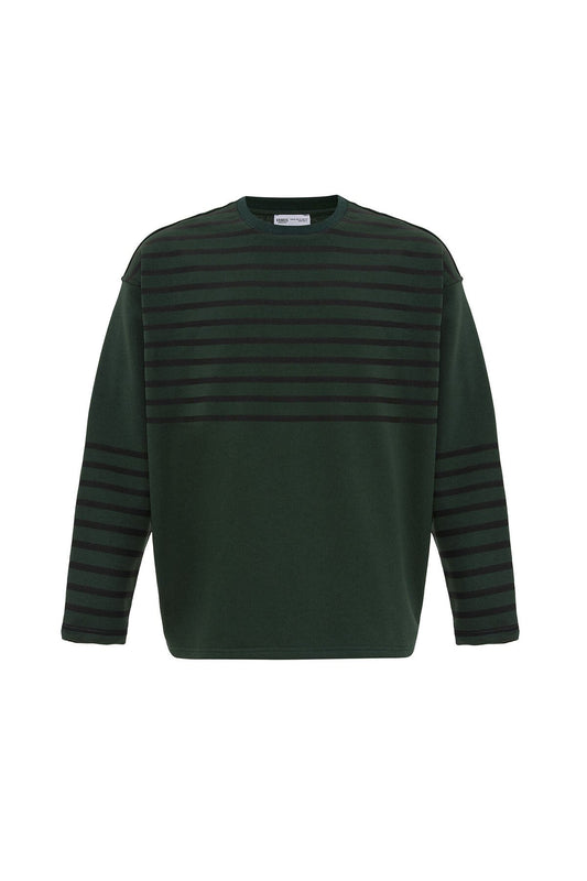 Çizgili Şerit Detaylı Oversize Sweatshirt