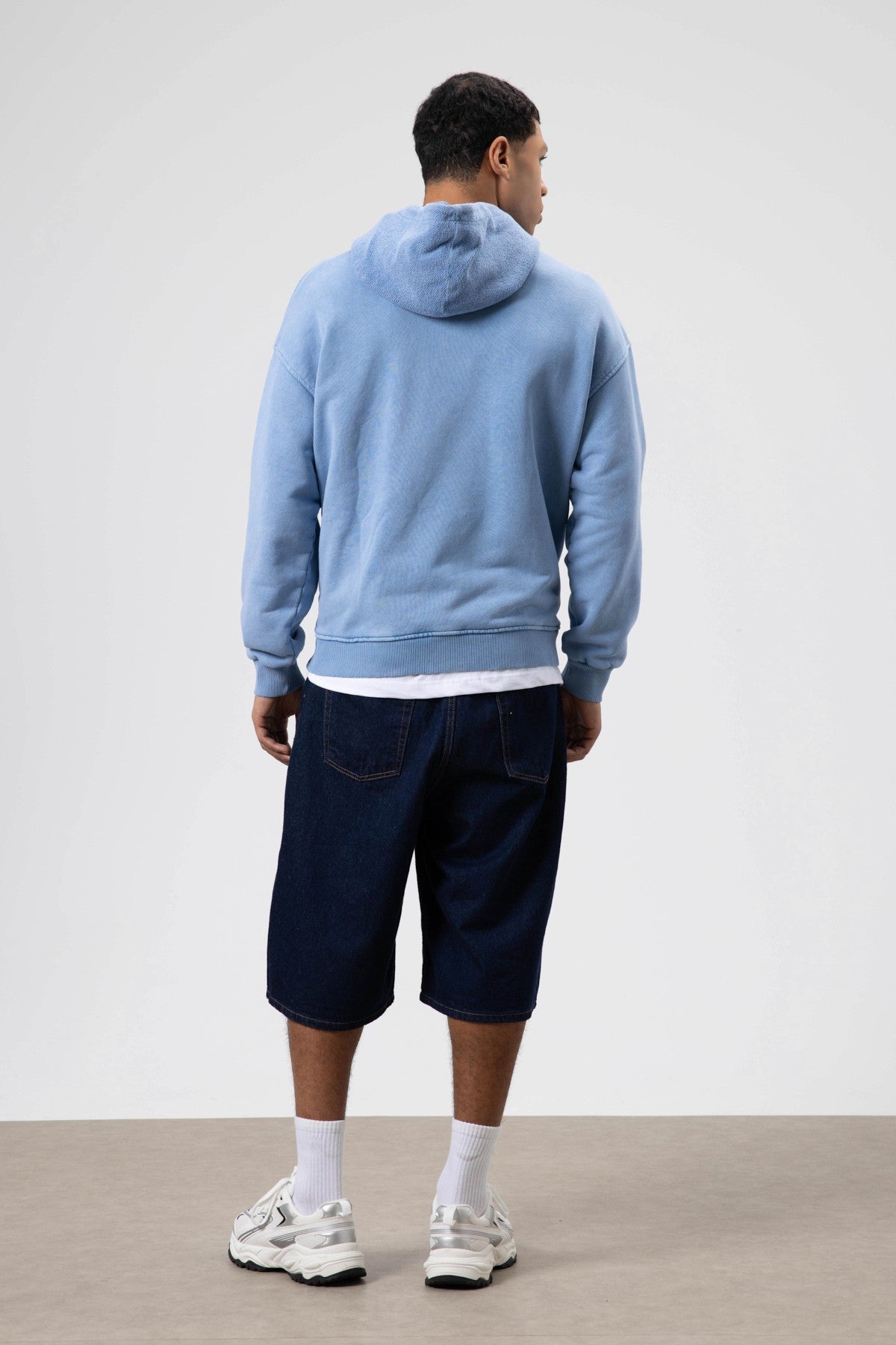 Oversize Yıkamalı Baskılı Kapüşonlu Sweatshirt