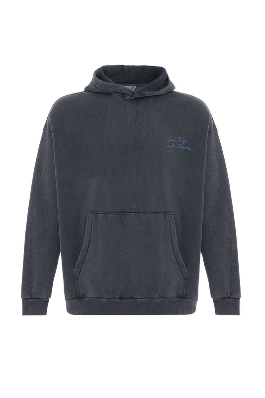 Yazı Detaylı Yıkamalı Oversize Sweatshirt
