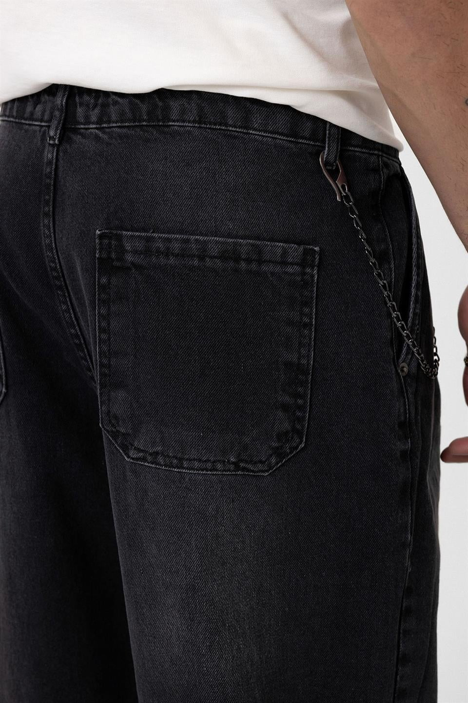Pileli Zİncir Detaylı Baggy Jean
