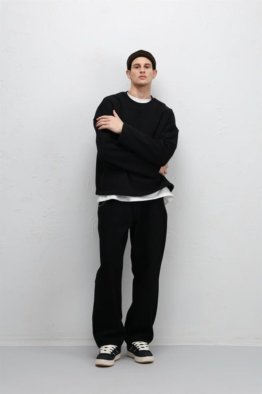 Pileli Zİncir Detaylı Baggy Jean
