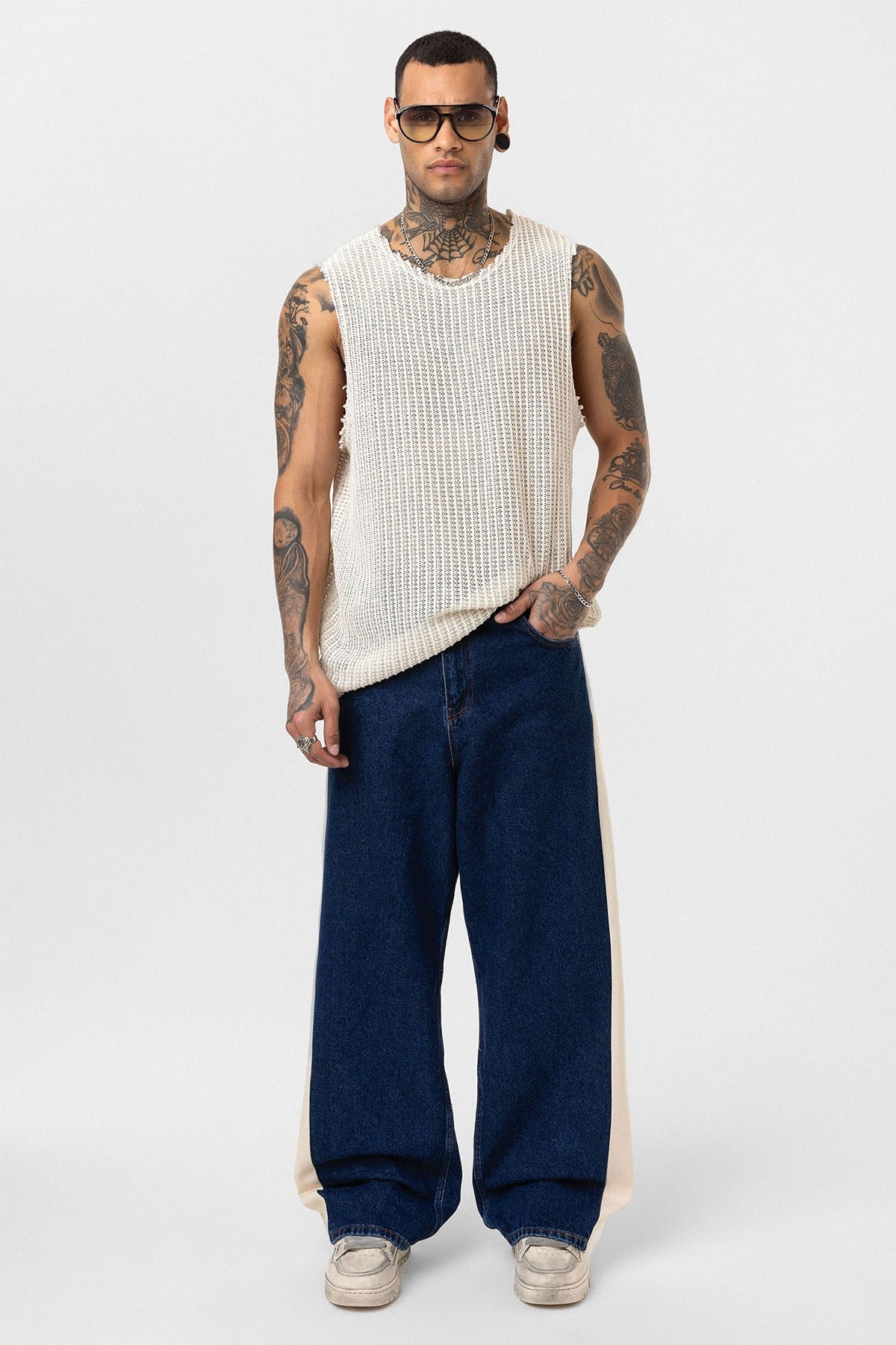 Yan Şeritli Baggy Fit Jean