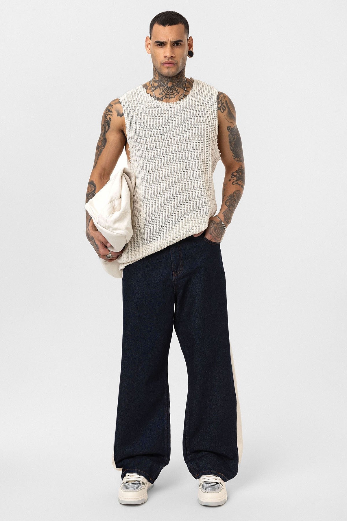Yan Şeritli Baggy Fit Jean