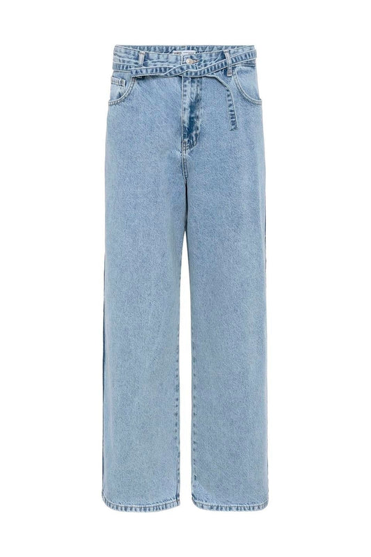 Kemer Detaylı Şeritli Baggy Jean